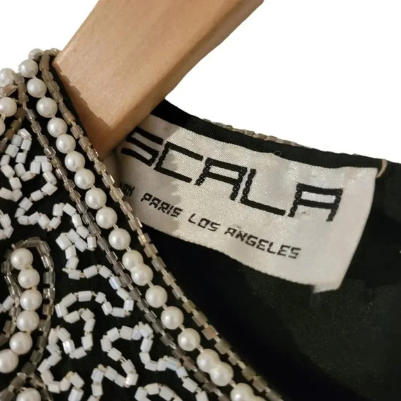 Vintage Scala 1990s Silk Beaded Sequins Evening Cocktail Dress Small - Picture 6 of 7